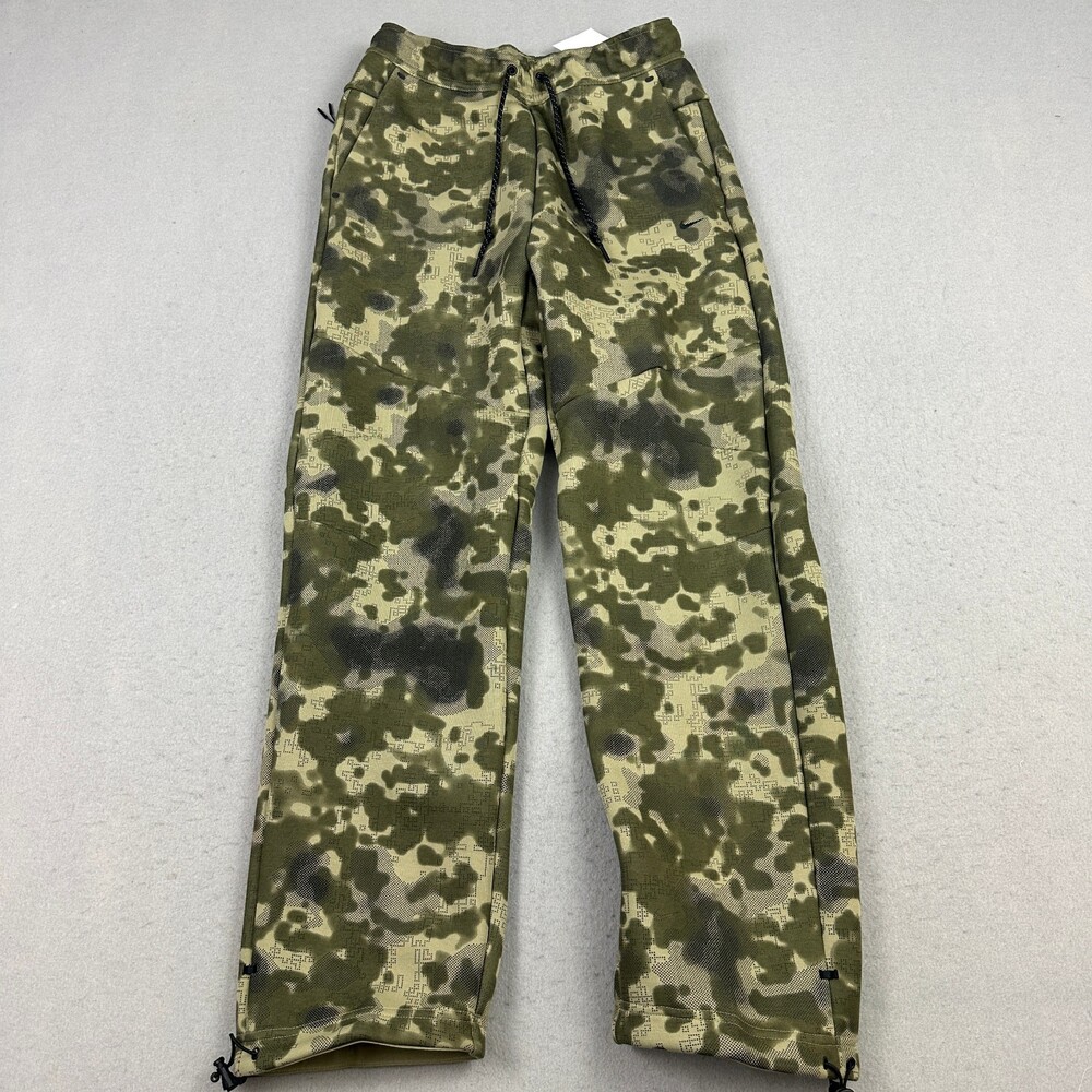 Nike Pants Men Small Green Camo Tech Fleece Tapered Drawstring Straight Leg